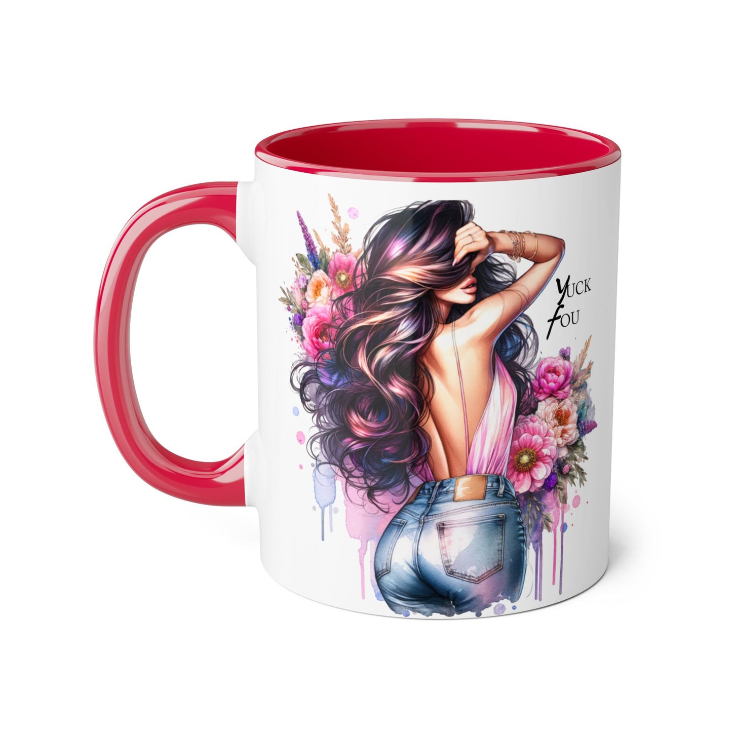 Yuck Fou Floral Drama Mug: 11oz Accent Coffee Cup for Unique Gifts, Home Decor, Inspirational Quotes, Floral Artistry, Fun Collectibles
