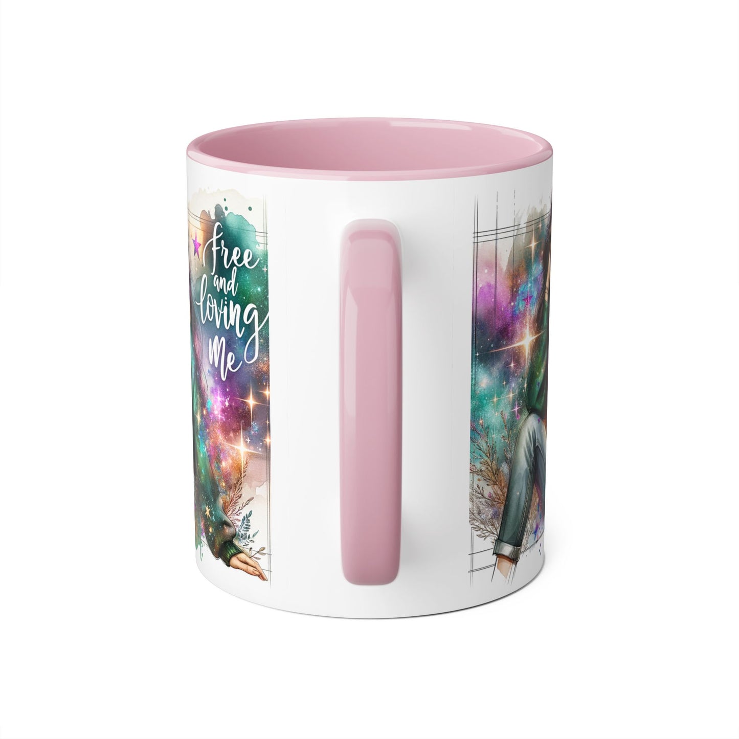 Mystical Art Accent Mug - Free and Loving Me, Unique Gift, Coffee Lover, Inspirational Decor, Fantasy Themed