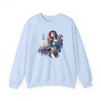 I Am My Own Happily Ever After  Floral Aesthetic Crewneck Sweatshirt - Cozy Style for Women, Fashion Top, Gift Idea, Floral Sweatshirt, Spring/Summer Wear