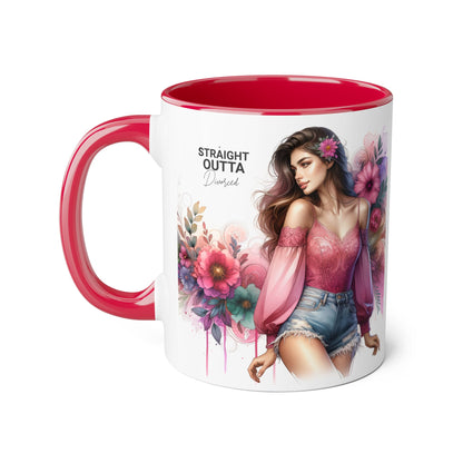 Straight Outta Divorced Humoristic Stylish Accent Mug, Floral Coffee Cup, Gifts for Her, Straight Outta, Unique Art Mug, Home Decor, Birthday Present