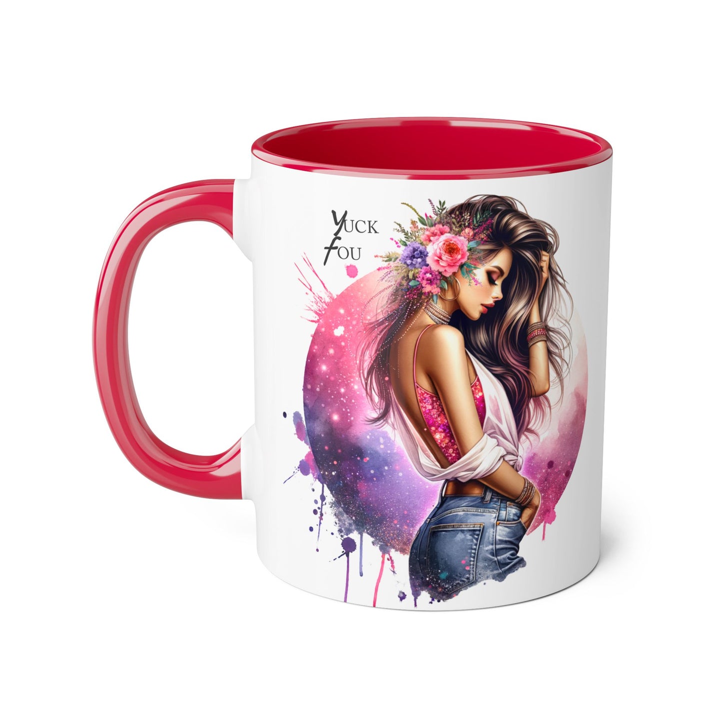 Yuck Fou Stylish Accent Mugs, Floral Design for Coffee Lovers, Unique Gift, Art Mug, Personalized Drinkware, Vibrant Tea Cups