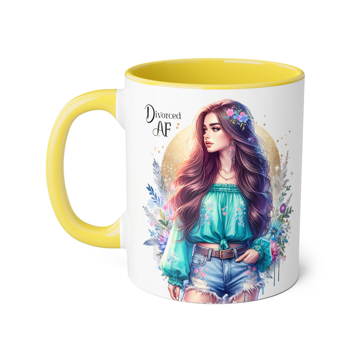 Divorced AF Accent Mug | Inspirational Coffee Cup, Gift for Divorcee, Self-Care, Empowering Drinkware