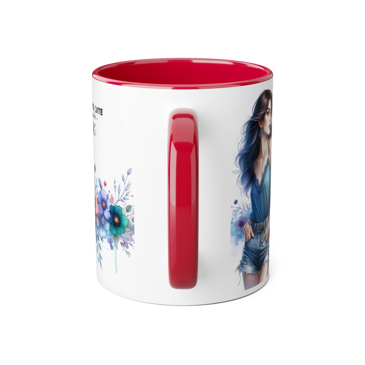 I'm Too Cute For My Ex  Mug - 11oz Accent Tumbler, Quirky Gift, Coffee Lover Accessories, Birthday Present, Floral Design