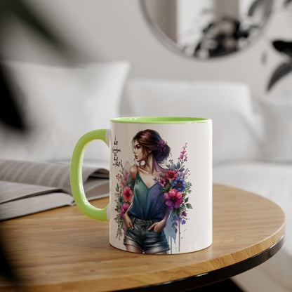 I Hold Grudges, I'll Heal in Hell  Humoristic Floral Accent Mug, 11oz Coffee Cup for Grandma, Gift for Her, Birthday Present, Mother's Day, Home Decor, Floral Design