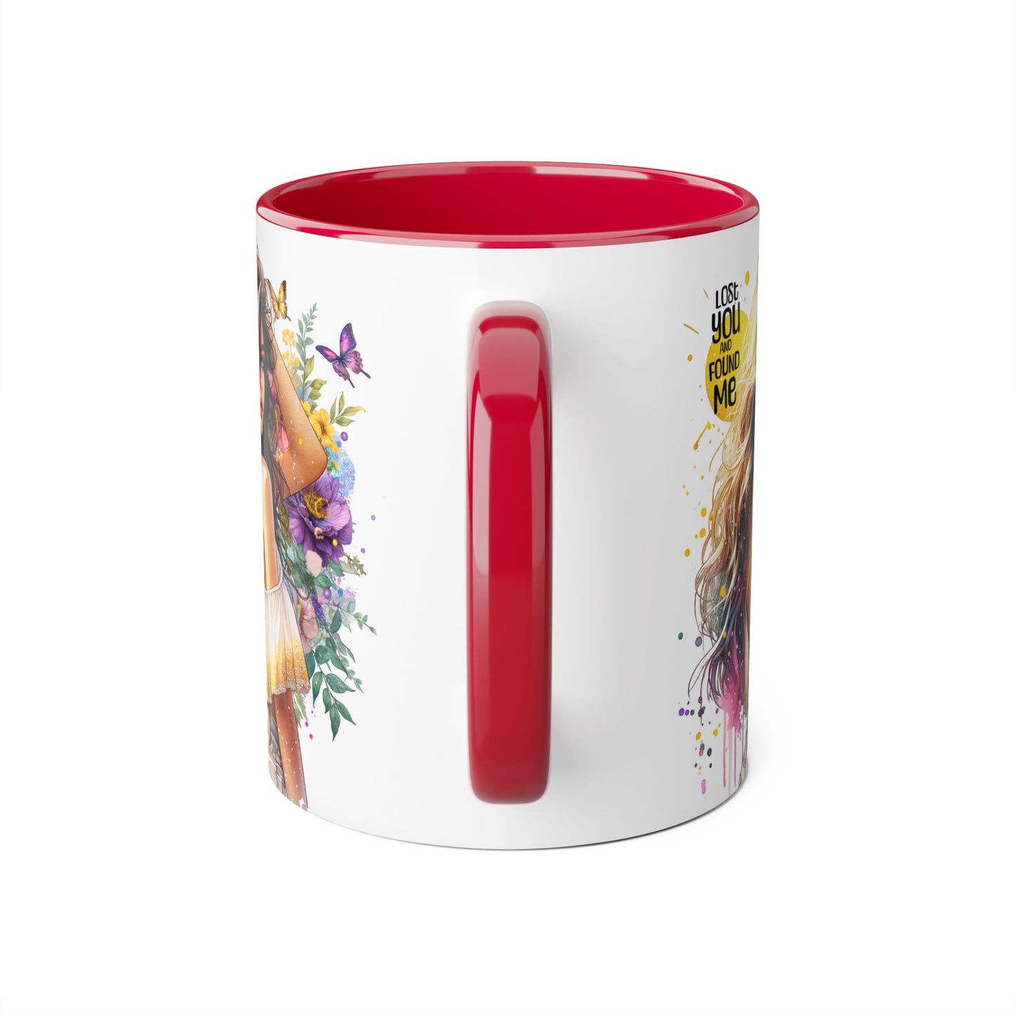 Lost You Found Me Accent Mug, Inspirational Coffee Cup, Gift for Her, Floral Art, Unique Drinkware, Birthday Mug
