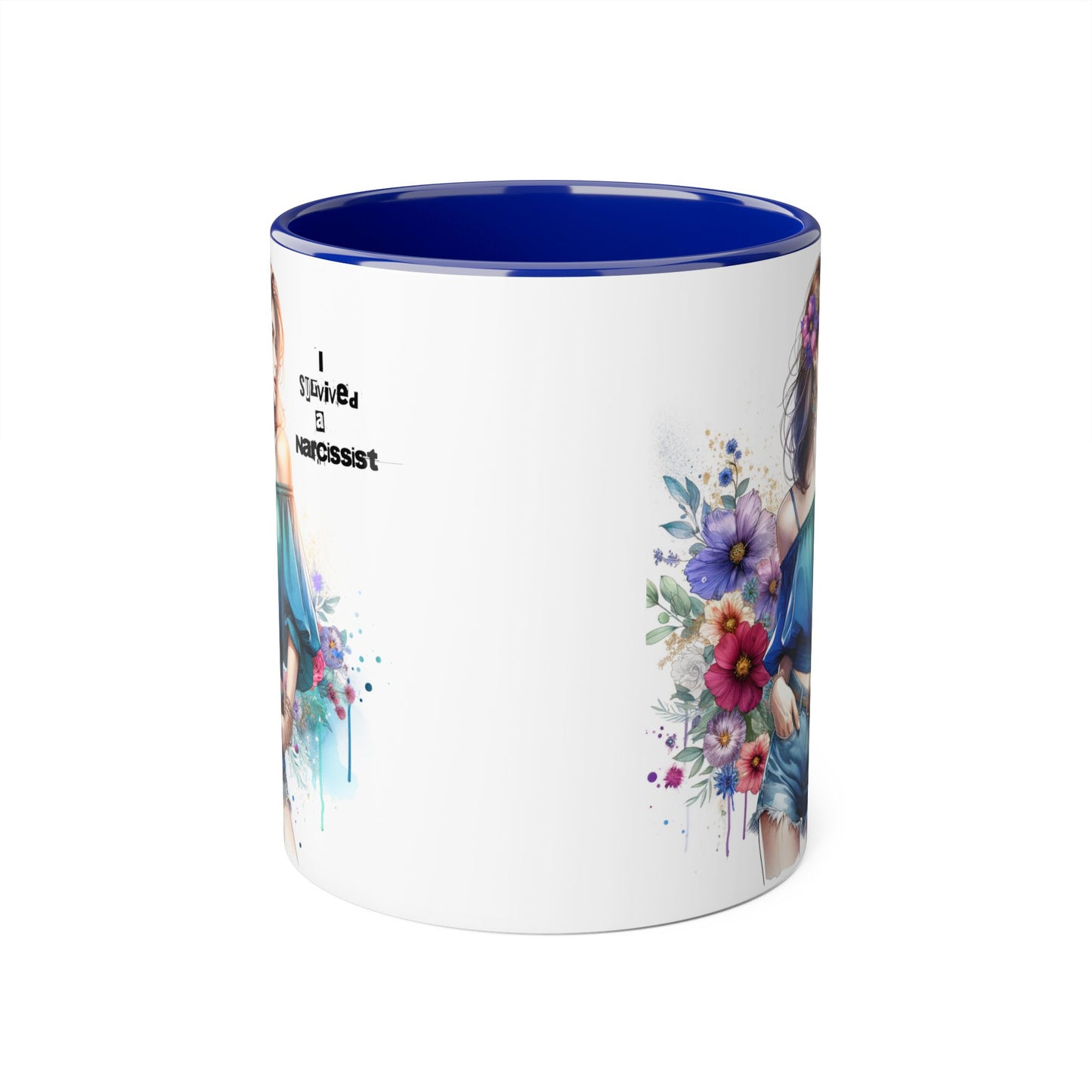 Stylish Floral Accent Mug, Trendy Coffee Cup, Gift for Her, Birthday Mug, Inspirational Drinkware