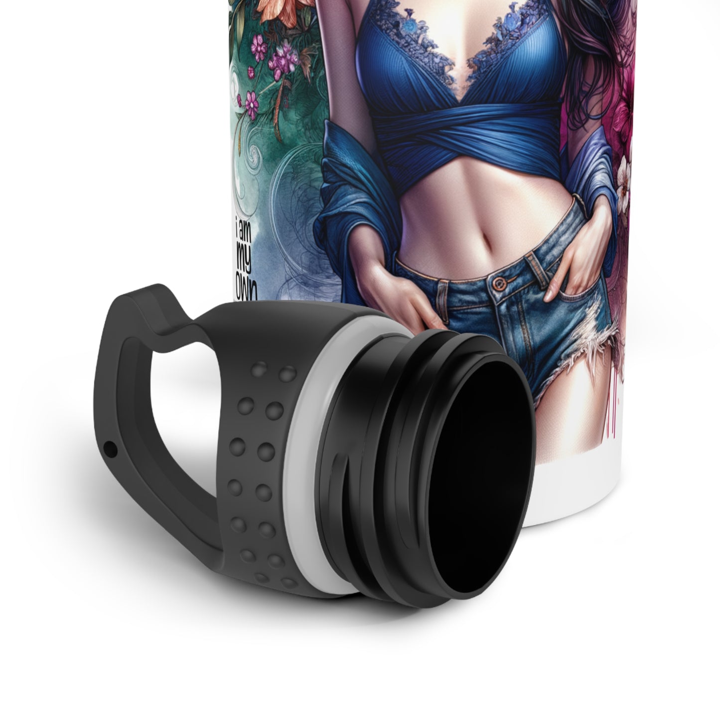 I Am My Own Happily Ever After Floral Stainless Steel Water Bottle | Eco-Friendly Hydration, Nature Lover Gift, Travel Bottle, Workout Accessory, Reusable Water Jug