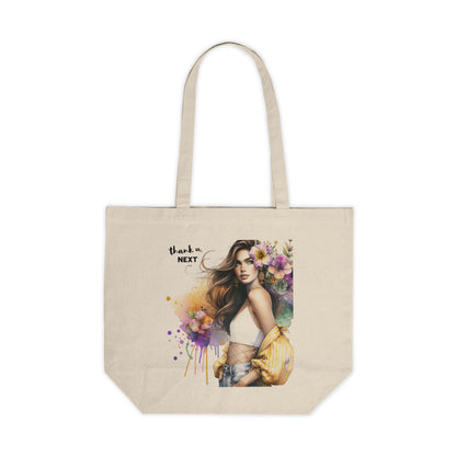 Thank U, Next Chic Canvas Tote Bag with Floral Design - Perfect for Shopping, Beach, Gifts, Eco-Friendly Bag, Everyday Use
