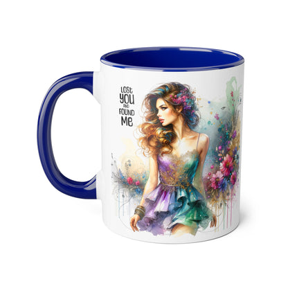 Lost You and Found Me Colorful Floral Accent Mug, Vibrant Art Coffee Cup for Flower Lovers, Inspirational Gift for Mother's Day, Chic Drinkware