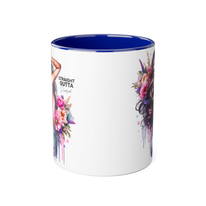 Straight Outta Divorced Humoristic Floral Art Accent Mug - Perfect for Coffee Lovers, Gift for Her, Home Decor, Inspirational, Mother's Day