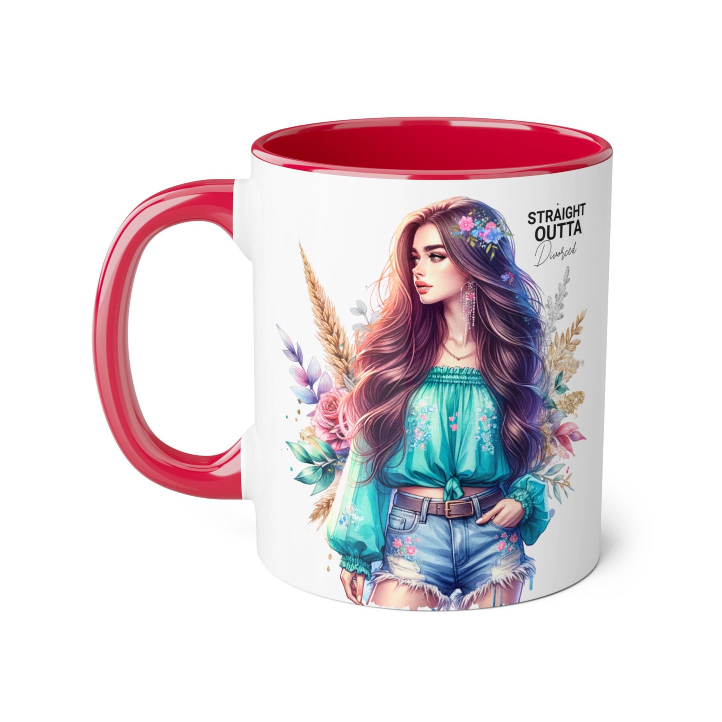 Straight Outta Divorced Humoristic Vibrant Floral Accent Mug, Straight Outta Design, Gift for Coffee Lovers, Boho Home Decor, Ideal for Birthdays, Celebrations, Enjoy [...]