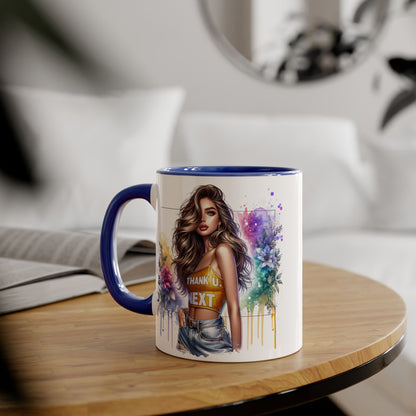 Thank U, Next Vibrant Floral Accent Mug | Unique Coffee Cup, Gift for Her, Artful Drinkware, Boho Style, Colorful Tea Mug, Inspirational Design