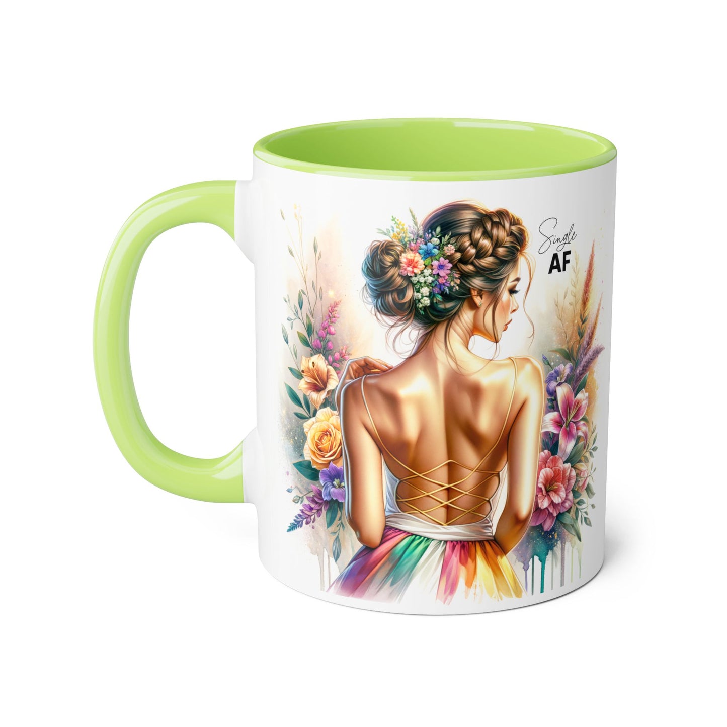Colorful Floral Accent Mug with Inspirational Quote