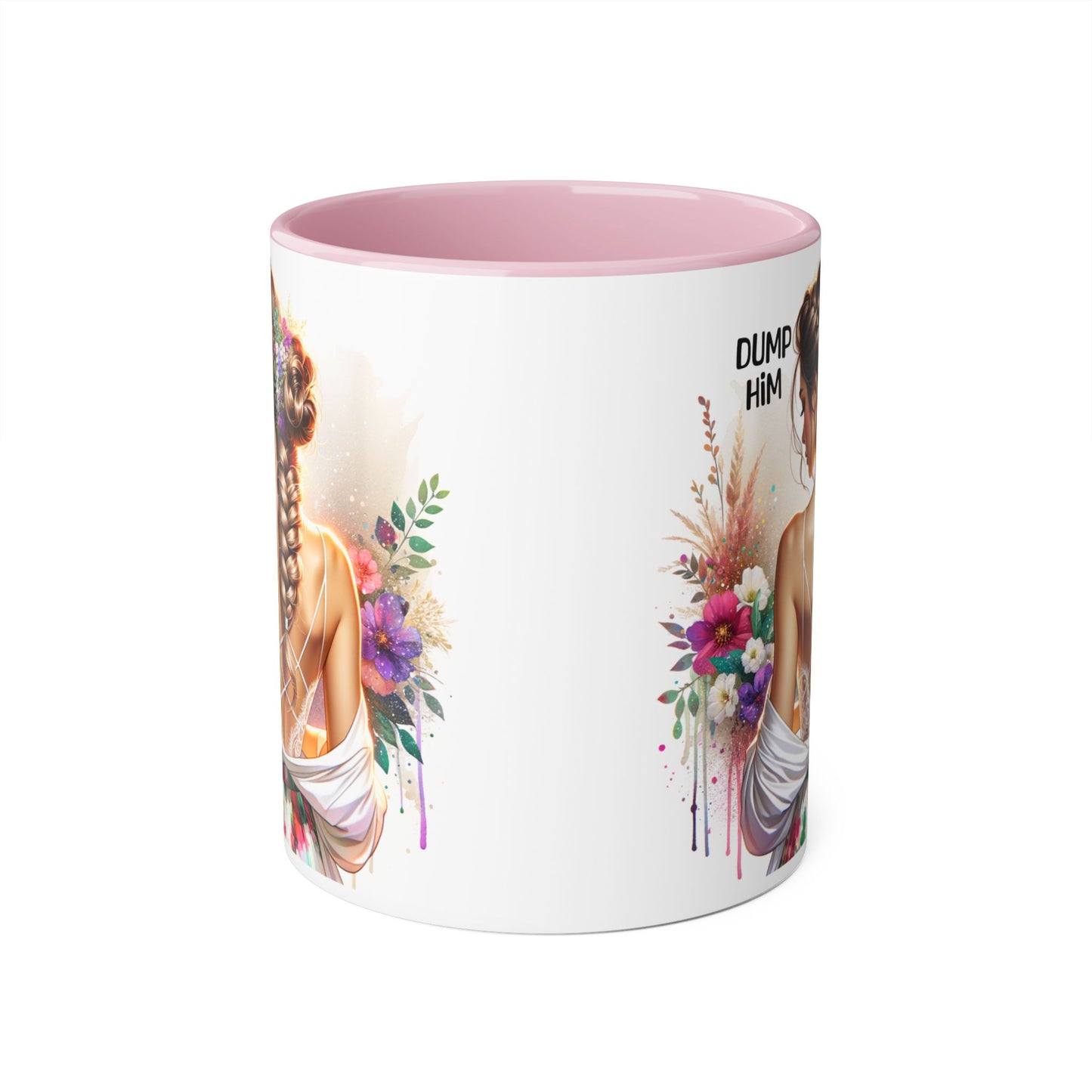 Elegant Floral Dump Him Mug | Inspirational Coffee Cup | Gift for Her, Birthday Present, Self-Care, Motivational Drinkware