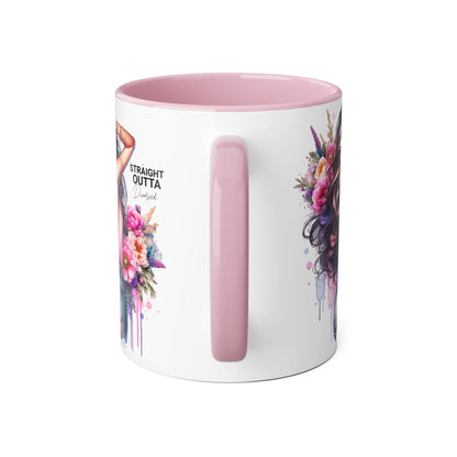 Straight Outta Divorced Humoristic Floral Art Accent Mug - Perfect for Coffee Lovers, Gift for Her, Home Decor, Inspirational, Mother's Day