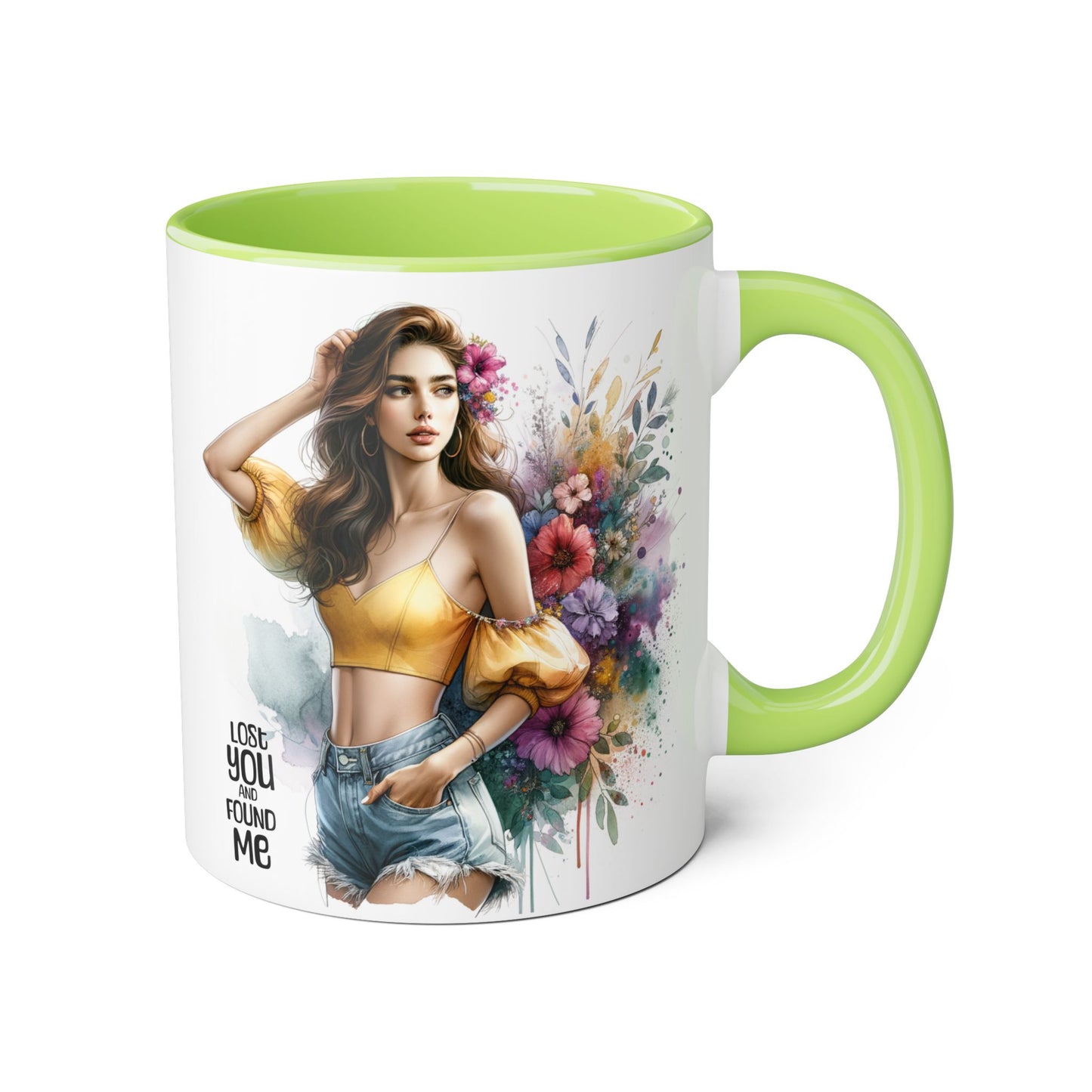 Lost You and Found Me Floral Accent Mug, Empowering Coffee Cup, Vibrant Gift for Friends, Motivational Drinkware, Perfect for Home or Office