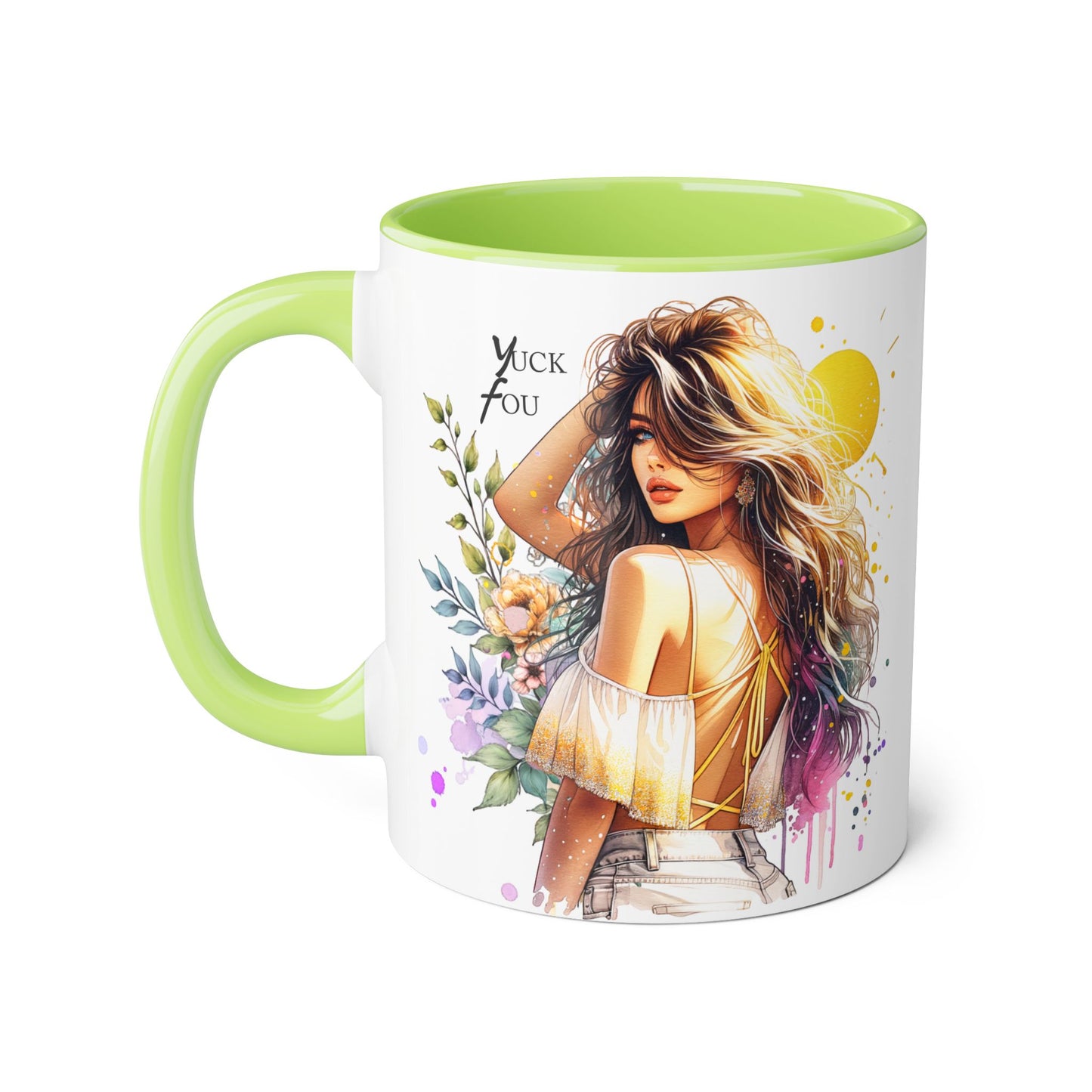 Yuck Fou Stylish Art Mugs for Her, Inspirational Coffee Cup, Gift for Friends, Floral Design Mug, Unique Home Decor