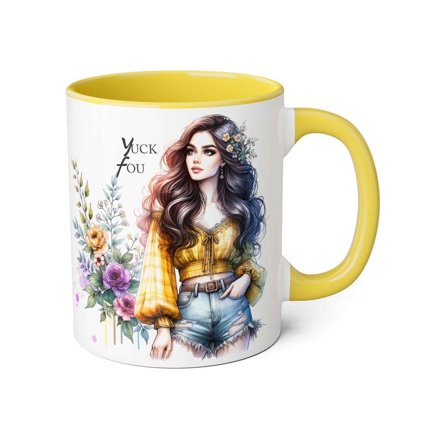 Yuck Fou Bohemian Accent Mug, Floral Coffee Cup, Gift for Her, Home Decor, Artist Mug, Women's Mug, Inspirational Mug