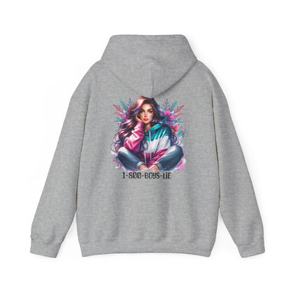1-800-Boys-Lie Colorful Graphic Hoodie for Women, Cozy Unisex Sweatshirt, Trendy Streetwear, Perfect Gift for Any Occasion