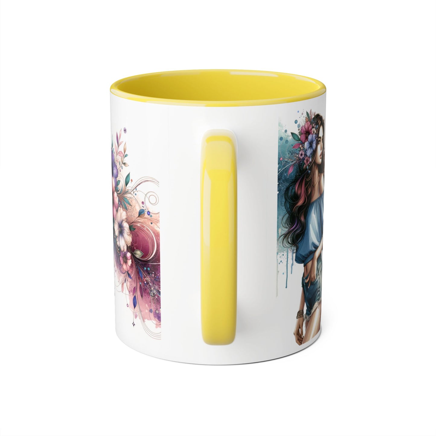 Yuck Fou Bohemian Floral Accent Mug, 11oz Coffee Cup for Art Lovers, Unique Gift for Birthdays, Mother's Day, Relaxation Tea, Decor