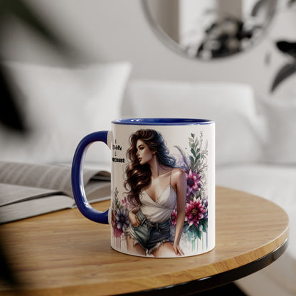 Floral Art Accent Mug, 11oz Coffee Cup, Gifts for Her, Unique Home Decor, Narcissist Quote, Morning Coffee