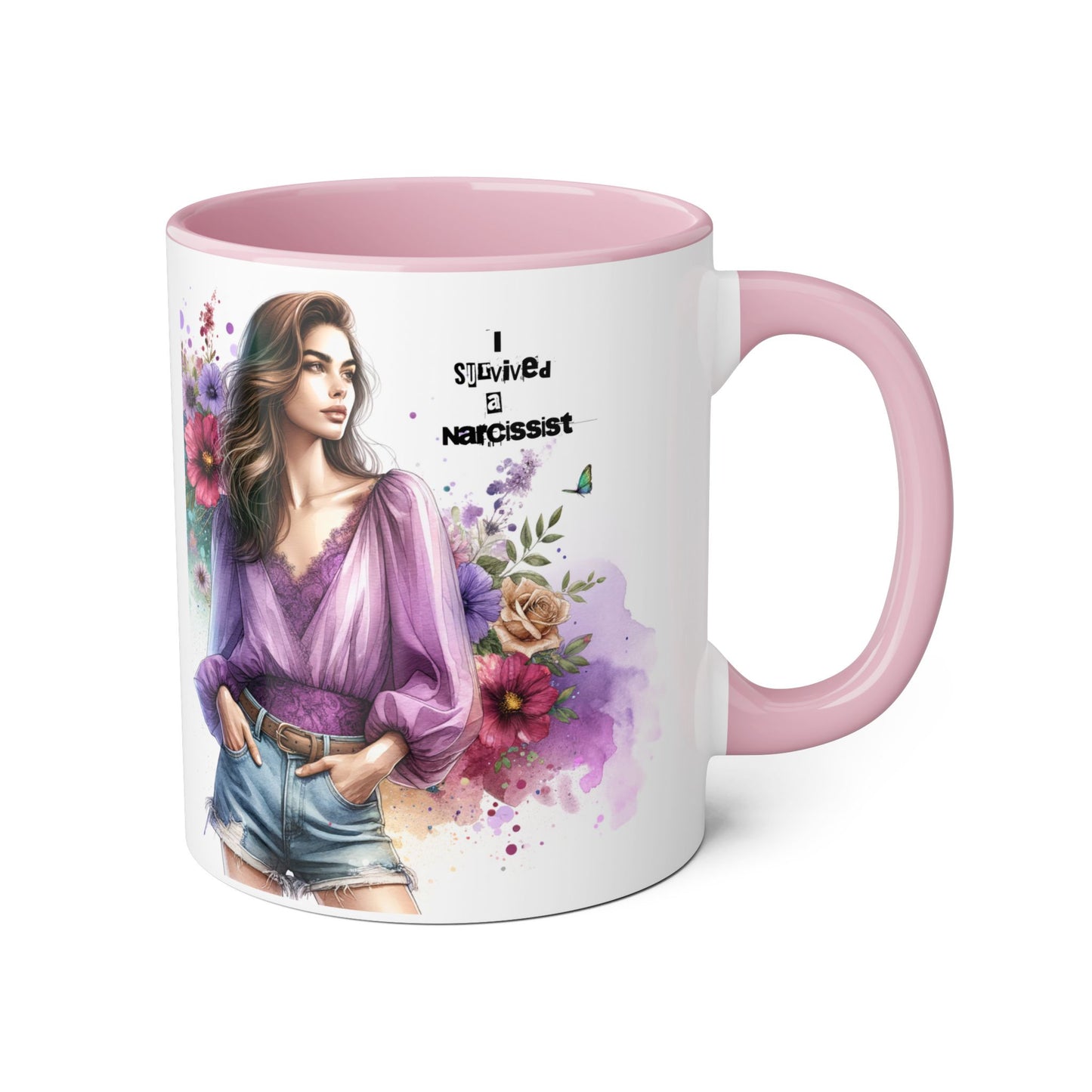 Stylish Floral Accent Mug with Quote, Perfect Gift for Coffee Lovers, Home Decor, Inspirational, Birthday, Humor, Self-Love