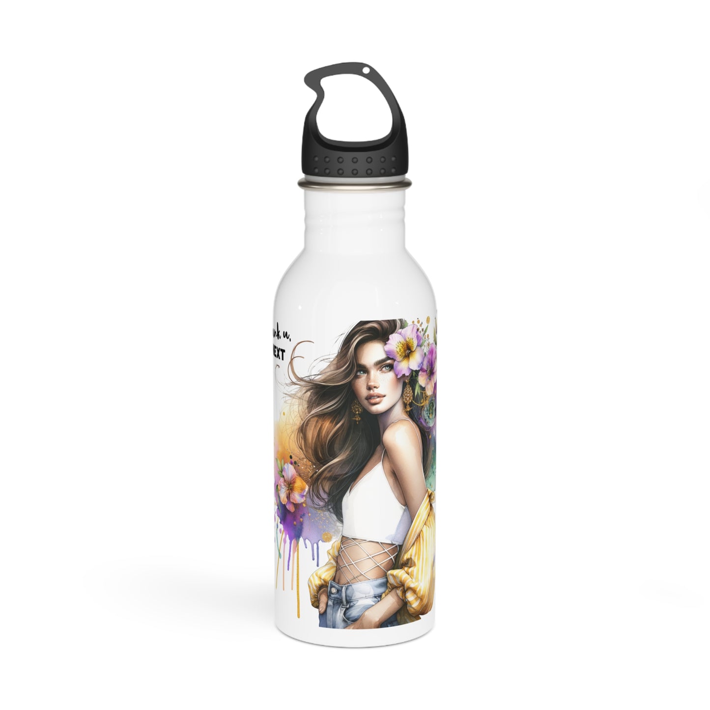 Thank U, Next Stainless Steel Water Bottle - Floral Design, Eco-Friendly Hydration, Gift for Her, Fitness Accessory, Travel Mug, Motivational [...]