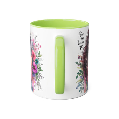 Bohemian Floral Accent Mug, Coffee Cup for Nature Lovers, Inspirational Gift, Home Decor, Unique Art