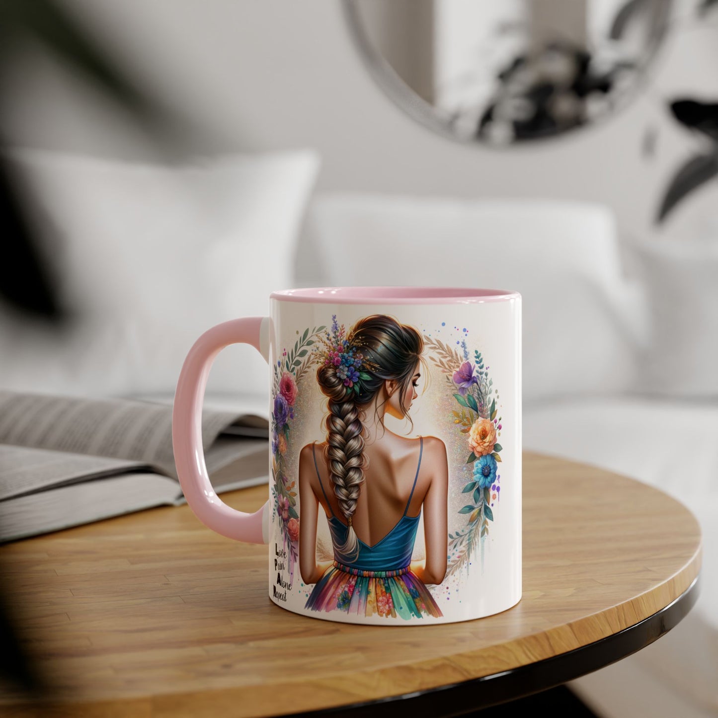 Artistic Accent Mug, Floral Coffee Cup, Unique Gifts for Her, Inspirational Drinkware, Love Yourself Mugs, Boho Style