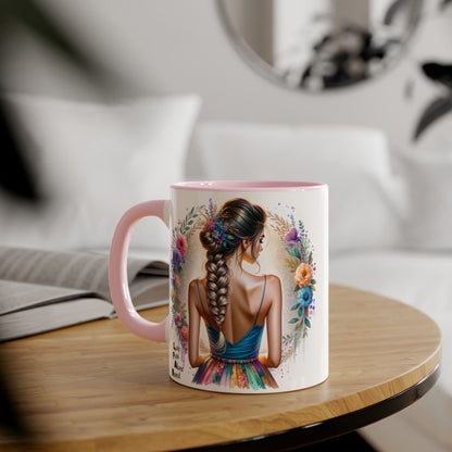 Artistic Accent Mug, Floral Coffee Cup, Unique Gifts for Her, Inspirational Drinkware, Love Yourself Mugs, Boho Style