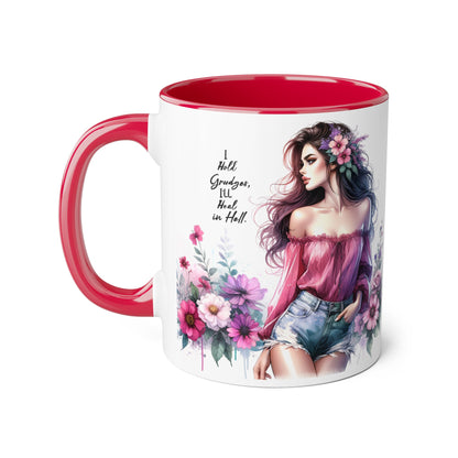 I Hold Grudges, I'll Heal in Hell Floral Accent Mug, Enjoy Your Favorite Drink in Style, Perfect Gift for Friends, Mother's Day, Birthday Celebrations, Tea or Coffee [...]
