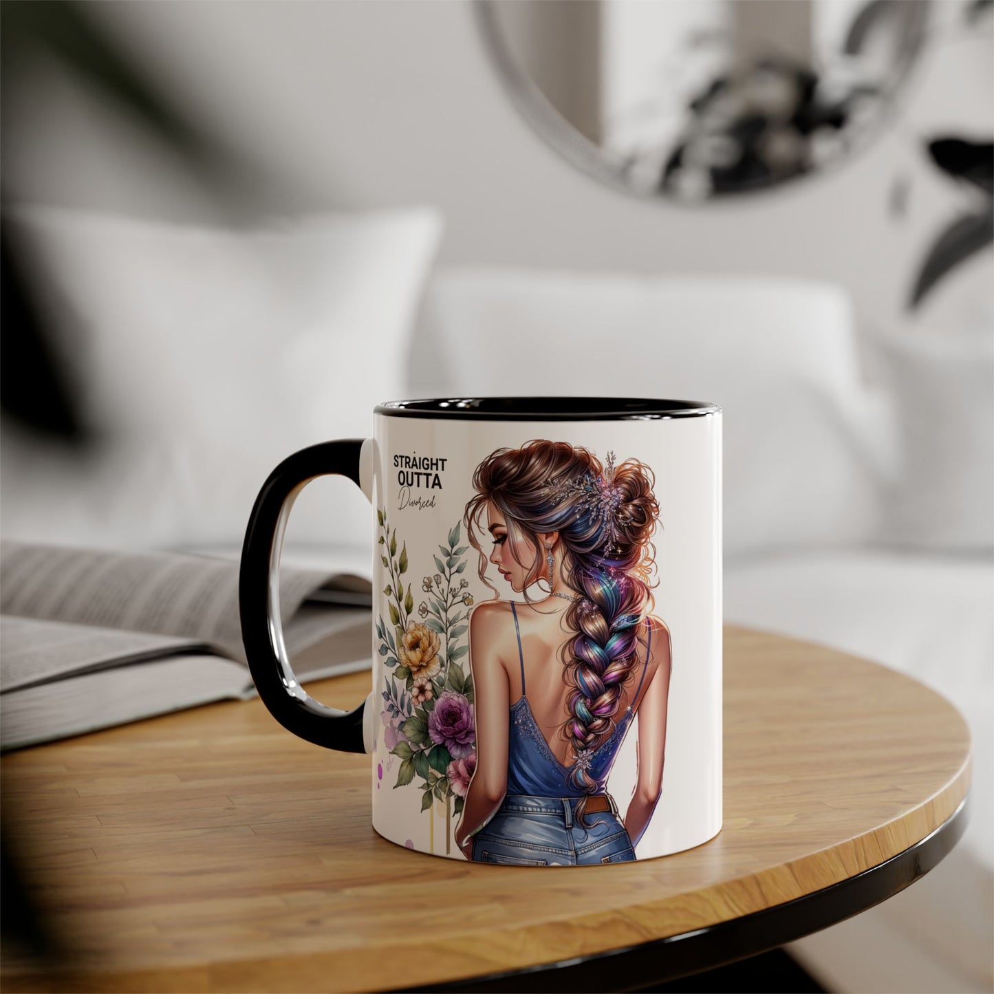 Straight Outta Divorced Humoristic Floral Art Coffee Mug, Gift for Her, Unique Coffee Cups, Floral Mugs for Any Occasion