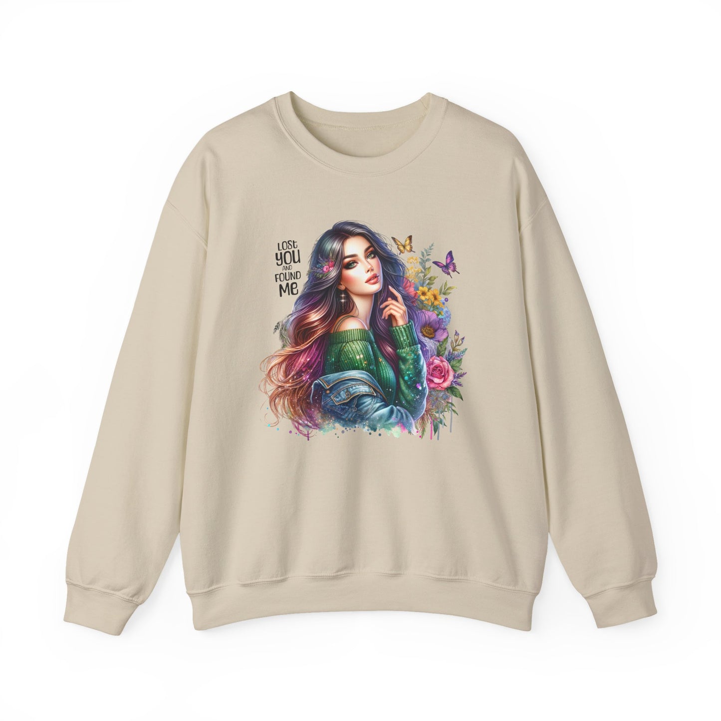Lost You And Found Me Bohemian Floral Crewneck Sweatshirt, Cozy Graphic Sweatshirt, Gift for Her, Unique Art Pullover, Spring Fashion Crew