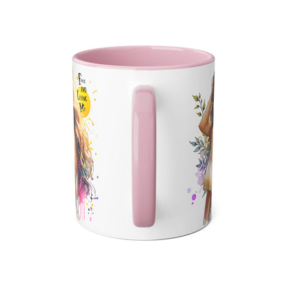 Free and Loving Me Boho Chic Accent Mug, Inspirational Coffee Cup, Free and Living Me, Gift for Her, Art Print Mug, Home Decor