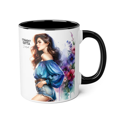 Straight Outta Divorced Humoristic Artistic Accent Mug, Personalized Gift for Coffee Lovers, Floral Design Mug, Straight Outta Mug, Creative Kitchenware, Unique Home Decor