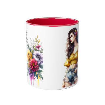 Boho Floral Accent Mug, Stunning Gift for Tea Lovers, Home Decor, Coffee Lover's Gift, Birthday Present, Art Print Mug