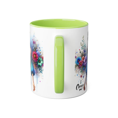 I Choose Me Boho Floral Accent Mug, Choose Me Coffee Cup, Unique Gift for Her, Art Mug, Colorful Drinkware