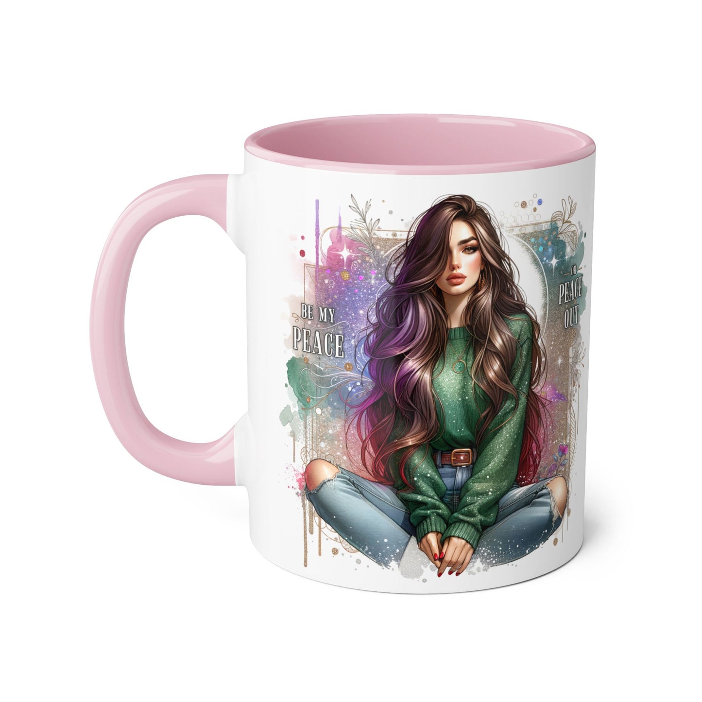 Artistic Be My Peace or Peace Out Mug, Inspirational Coffee Cup, Great for Relaxing Moments, Perfect Gift for Friends, Unique Home Decor, Peaceful Vibe