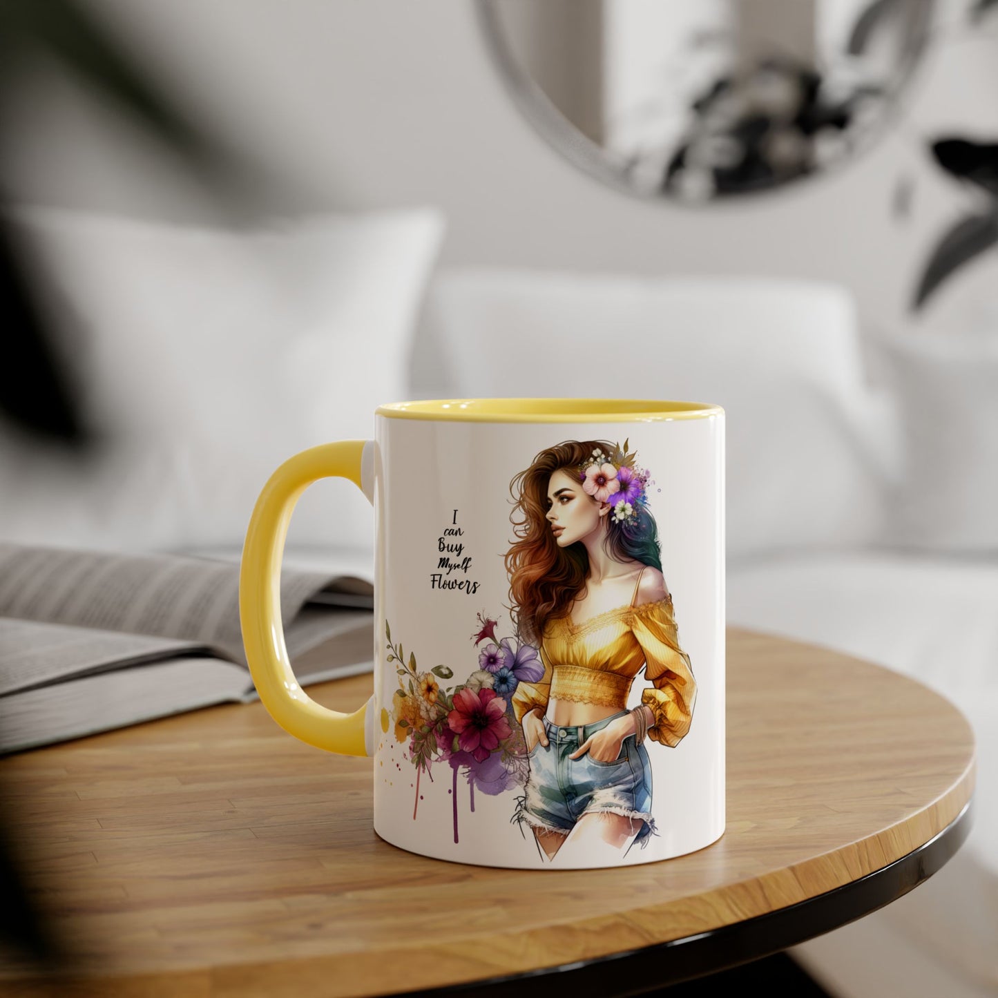 I Can Buy Myself Flowers Floral Bohemian Accent Mug - Perfect Gift for Flower Lovers, Art Enthusiasts, Home Decor, Spring Celebrations, Coffee Lovers