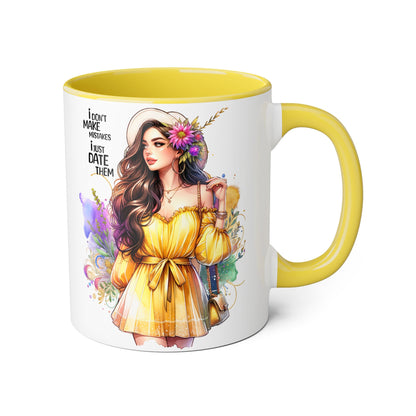 I Don't Make Mistakes, I Date Them Charming Accent Mugs - Perfect for Coffee Lovers and Gift Givers, Whimsical Artwork, Great for Special Occasions, Artful Drinkware, [...]