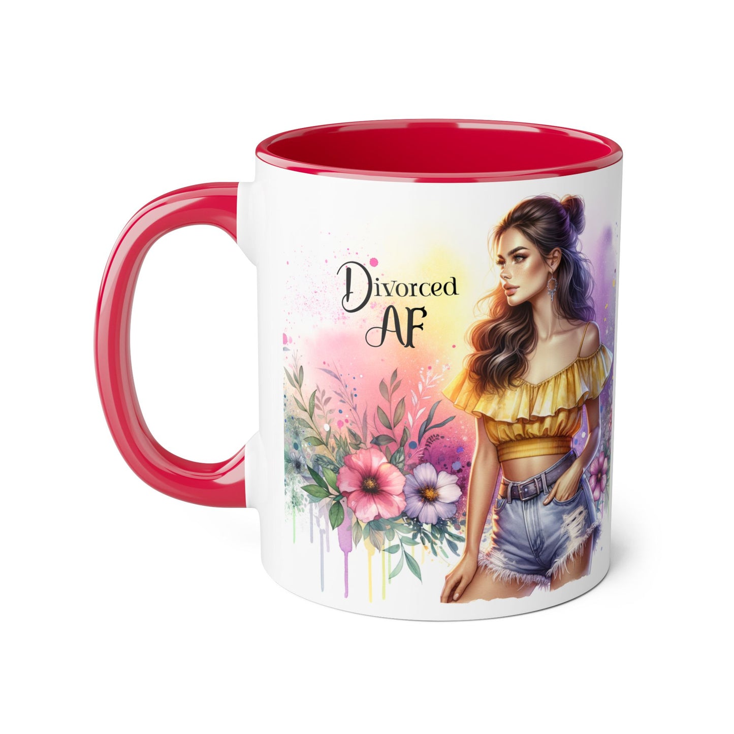 Divorced AF Accent Mug, Floral Coffee Cup, Empowerment Gift, Self-Care Mug, Funny Divorce Coffee Mug, Unique Drinkware