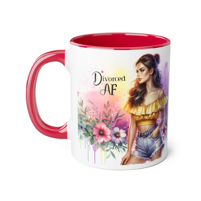 Divorced AF Accent Mug, Floral Coffee Cup, Empowerment Gift, Self-Care Mug, Funny Divorce Coffee Mug, Unique Drinkware