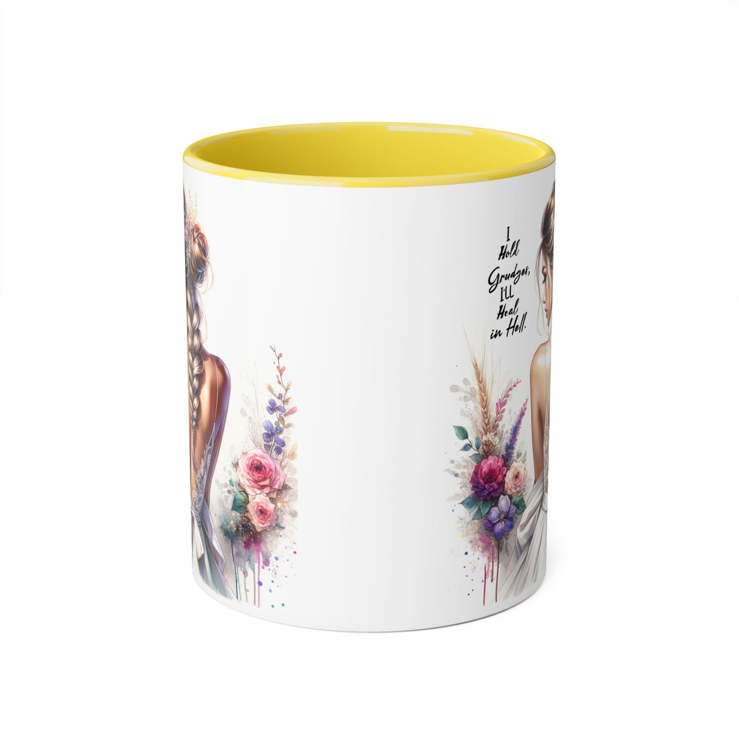 I Hold Grudges, I'll Heal in Hell Elegant Floral Accent Mug, Inspirational Gift, Tea Coffee Cup, Home Decor, Birthday Present, Wedding Favor