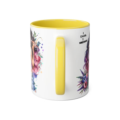Chic Floral Accent Mug, Inspirational Gift, Ideal for Coffee Lovers, Home Decor, Unique Birthday Gift, Stylish Ceramic Cup