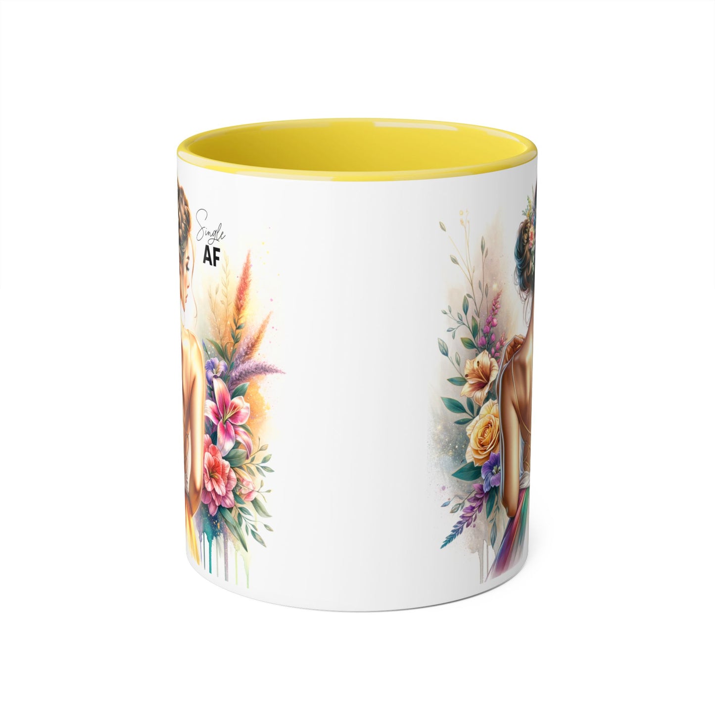 Colorful Floral Accent Mug with Inspirational Quote