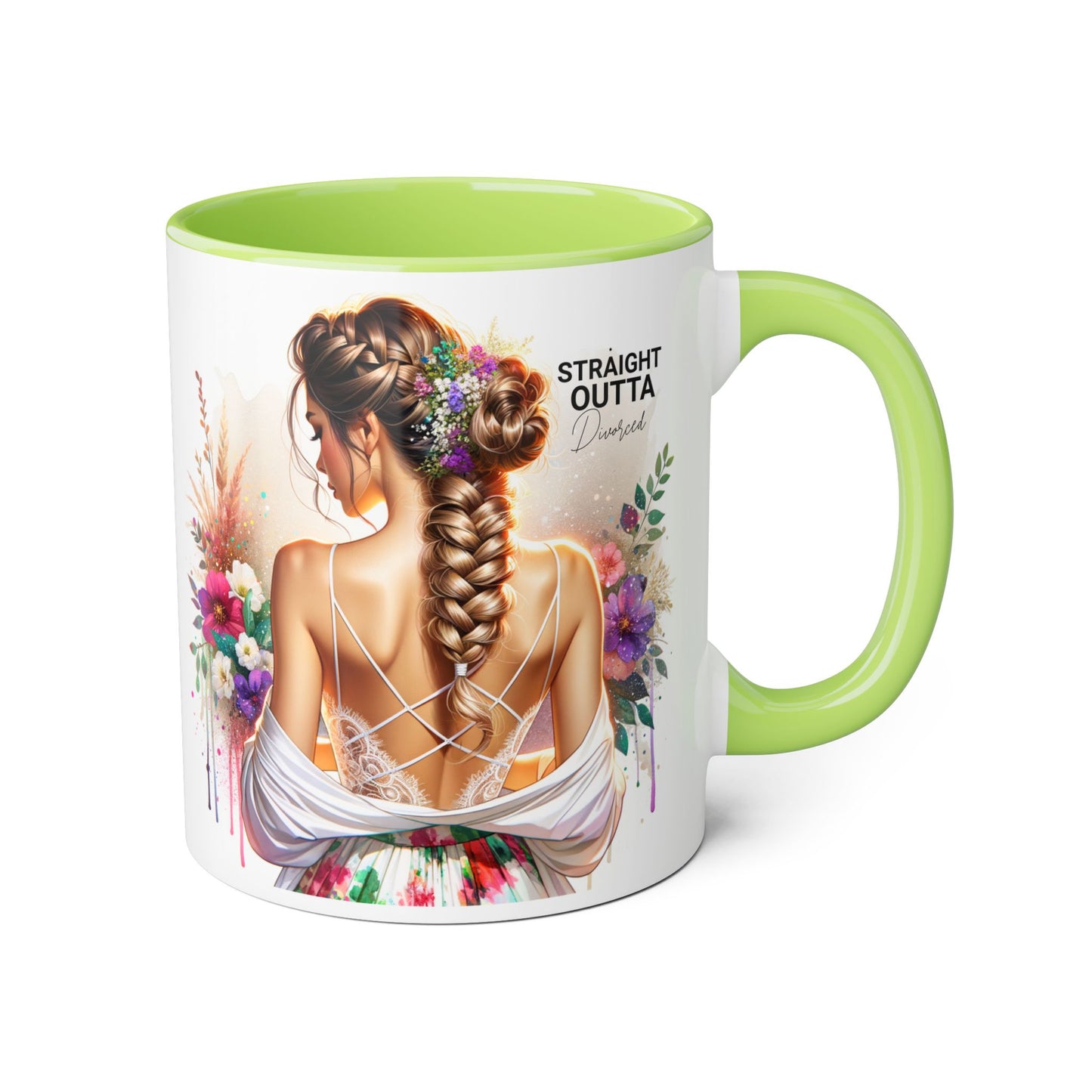 Straight Outta Divorced Humoristic Elegant Floral Accent Mug - Straight Outta Inspired Design, Coffee Cup, Gift for Her, Home Decor, Unique Drinkware, Birthday