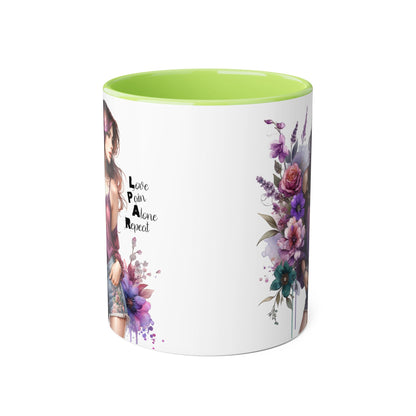 Bohemian Floral Accent Mug | Love Pain Alone Repeat Gift for Her, Inspirational Coffee Cup, Unique Home Decor, Art Mug