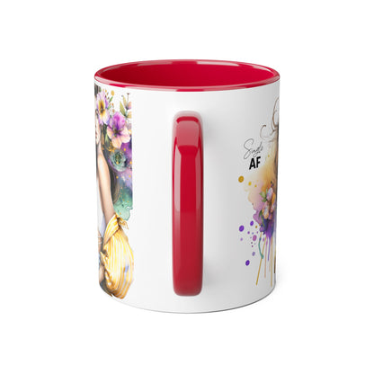 Single AF Chic Accent Mugs with Floral Art, Stylish Coffee Cups, Trendy Tea Mugs, Gift for Her, Motivational and Inspiring Drinkware