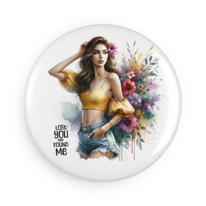 Lost You and Found Me Whimsical Floral Button Magnets, Home Decor, Gifts for Her, Cute Wall Art, Refrigerator Decor, Boho Style