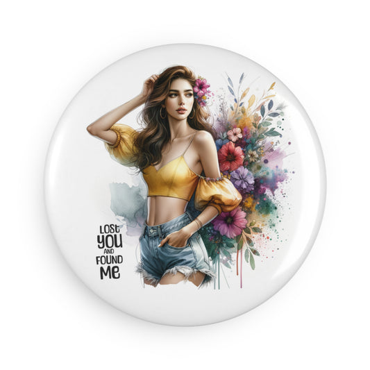 Lost You and Found Me Whimsical Floral Button Magnets, Home Decor, Gifts for Her, Cute Wall Art, Refrigerator Decor, Boho Style